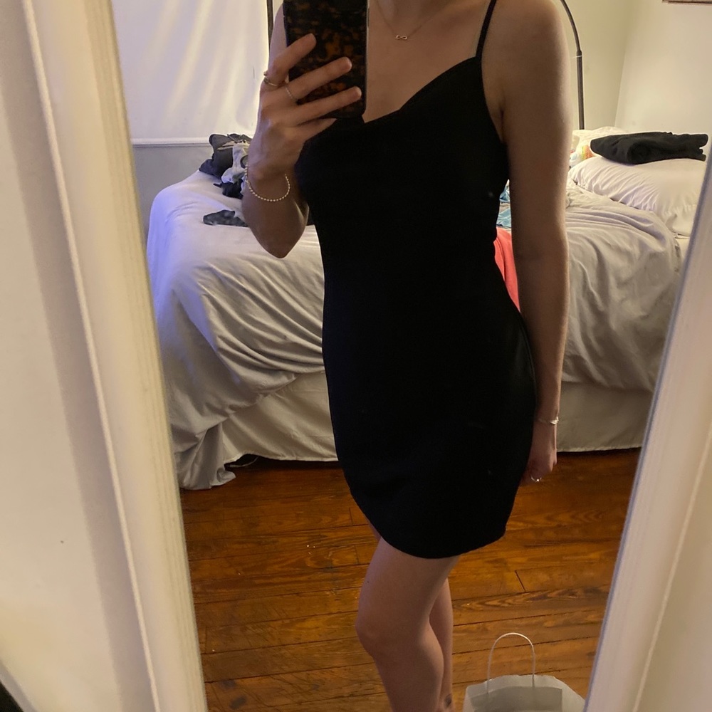 Black cowl neck dress